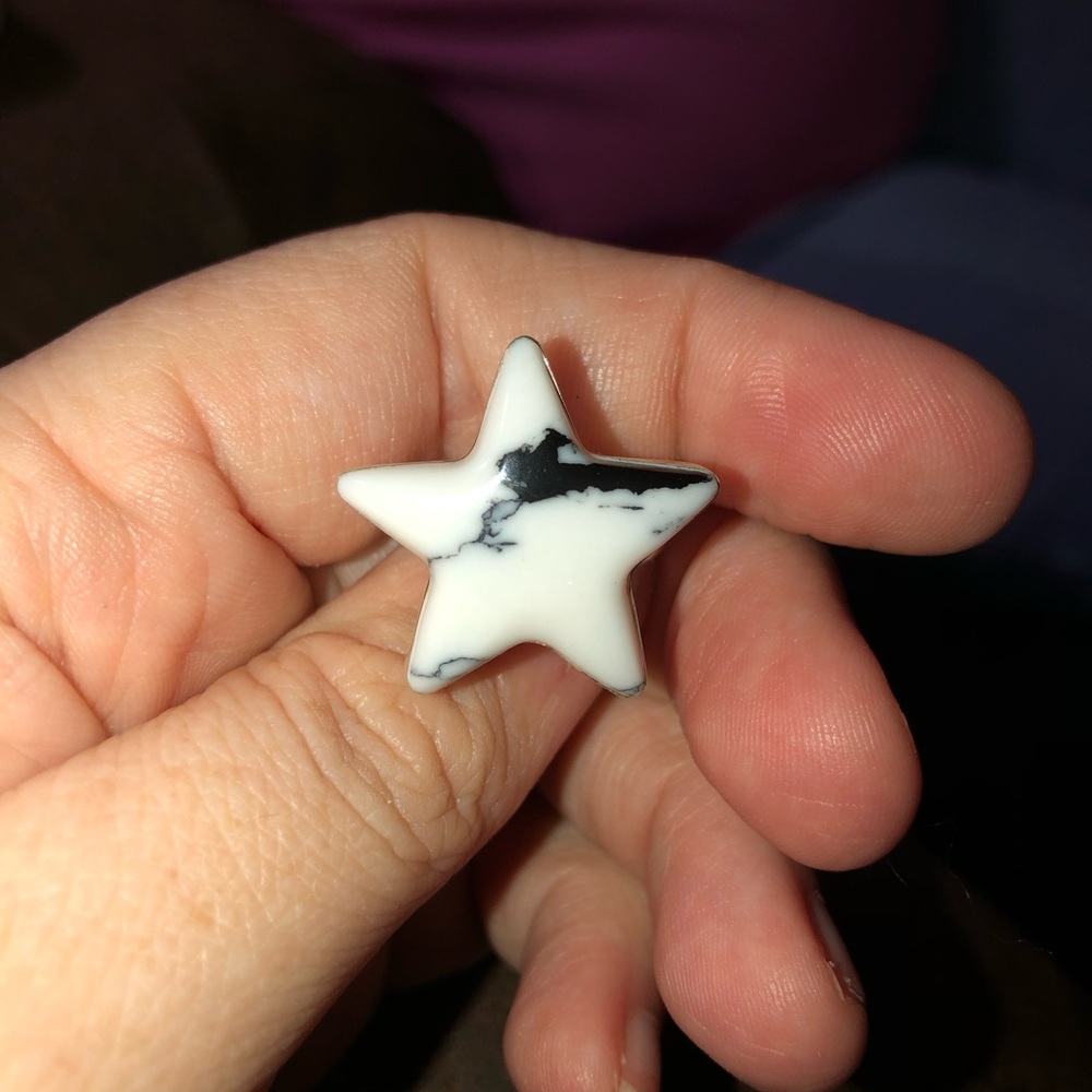 Star Genuine Howlite Sterling Silver Adjustable ring